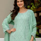 Rajwada Pista Green Cotton Blend Embroidered Kurta Set For Women
