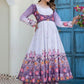 Rajwada Lavender And White Cotton Blend Printed Kurta Set For Women