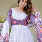 Rajwada Lavender And White Cotton Blend Printed Kurta Set For Women