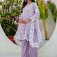 Rajwada Lavender Cotton Blend Embroidered Kurta Set For Women