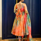 Rajwada Multicolor Printed Organza Stitched Kurta Set For Women