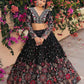 Rajwada Black Georgette Embroidered Semi-Stitched Lehenga For Women