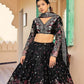 Rajwada Black Georgette Embroidered Semi-Stitched Lehenga For Women