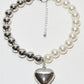 Rajwada White And Silver Alloy Beaded Pearl Neckpiece For Women