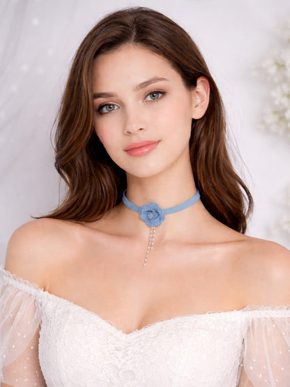 Rajwada Blue Denim Pearl Neckpiece For Women