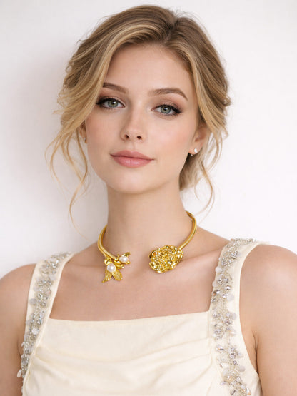 Rajwada Golden Alloy Pearl Neckpiece For Women