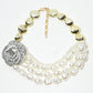 Rajwada White Alloy Beaded Pearl Neckpiece For Women