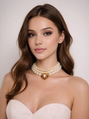 Rajwada White Alloy Pearl Neckpiece For Women