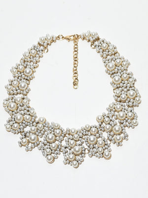 Rajwada White Alloy Pearl Neckpiece For Women