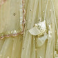 Rajwada Pista Green Net Embellished Semi-Stitched Lehenga For Women