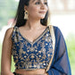 Rajwada Blue Georgette Embroidered Semi-Stitched lehenga For Women