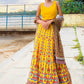 Rajwada Women Yellow Printed Polyester Stitched Lehenga Choli