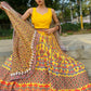 Rajwada Women Yellow Printed Polyester Stitched Lehenga Choli