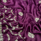 Rajwada Wine Embroidered Silk Blend Saree With Unstitched Blouse For Women