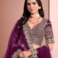 Rajwada Wine Silk Blend Embellished Lehenga For Women