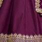 Rajwada Wine Silk Blend Embellished Lehenga For Women