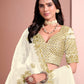 Rajwada Off White Silk Blend Embellished Lehenga For Women