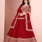 Rajwada Red Silk Blend Embellished Lehenga For Women