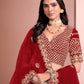 Rajwada Red Silk Blend Embellished Lehenga For Women
