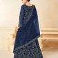 Rajwada Teal Net Embroidered Semi stitched Kurta Set For Women