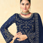 Rajwada Teal Net Embroidered Semi stitched Kurta Set For Women