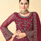 Rajwada Red Net Embroidered Semi stitched Kurta Set For Women