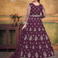 Rajwada Purple Net Embroidered Semi stitched Kurta Set with Inner For Women