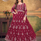Rajwada Red Net Embroidered Semi stitched Kurta Set with Inner For Women