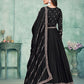 Rajwada Black Art Silk Embroidered Semi stitched Kurta Set with Inner For Women