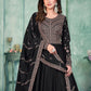 Rajwada Black Art Silk Embroidered Semi stitched Kurta Set with Inner For Women
