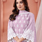 Rajwada Purple Georgette Embroidered Semi stitched Kurta Set For Women