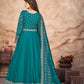 Rajwada Teal Art Silk Embroidered Semi stitched Kurta Set For Women