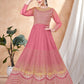 Rajwada Pink Net Embellished Semi stitched Kurta Set with Inner For Women