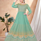 Rajwada Sea Green Net Embellished Semi stitched Kurta Set with Inner For Women