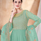 Rajwada Sea Green Net Embellished Semi stitched Kurta Set with Inner For Women