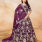 Rajwada Wine Silk Blend Embellished Lehenga For Women