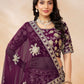 Rajwada Wine Silk Blend Embellished Lehenga For Women