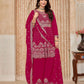 Rajwada Pink Embroidered Chinon Semi Stitched Kurta Set With Dupatta For Women