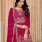 Rajwada Pink Embroidered Chinon Semi Stitched Kurta Set With Dupatta For Women