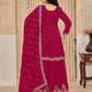Rajwada Pink Embroidered Chinon Semi Stitched Kurta Set With Dupatta For Women