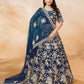 Rajwada Navy Blue Embroidered Art Silk Semi Stitched Lehenga With Unstitched Blouse For Women