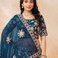 Rajwada Navy Blue Silk Blend Embellished Lehenga For Women