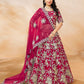 Rajwada Dark Pink Silk Blend Embellished Lehenga For Women
