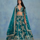 Rajwada Deep Aqua Blue Silk Blend Embellished Lehenga For Women