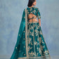 Rajwada Deep Aqua Blue Silk Blend Embellished Lehenga For Women