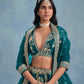 Rajwada Deep Aqua Blue Silk Blend Embellished Lehenga For Women