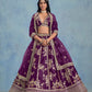 Rajwada Wine Silk Blend Embellished Lehenga For Women