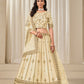Rajwada Ivory Silk Blend Embellished Lehenga For Women