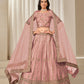 Rajwada Dusty Pink Silk Blend Embellished Lehenga For Women