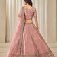 Rajwada Dusty Pink Silk Blend Embellished Lehenga For Women